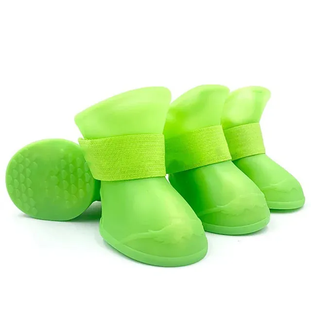 4Pcs Waterproof Anti-Slip Rubber Boots for Dogs & Cats - Pet Rain Shoes for Small, Medium, and Large Pets