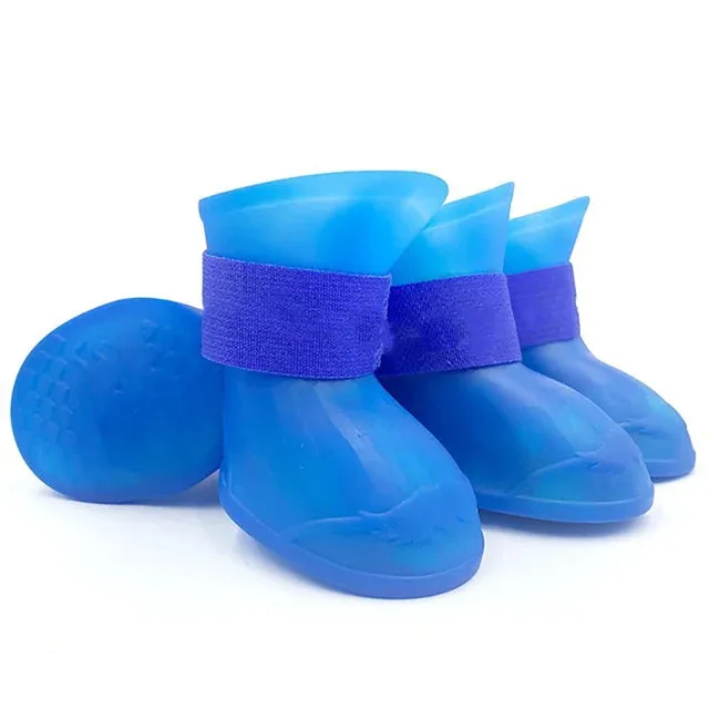 4Pcs Waterproof Anti-Slip Rubber Boots for Dogs & Cats - Pet Rain Shoes for Small, Medium, and Large Pets