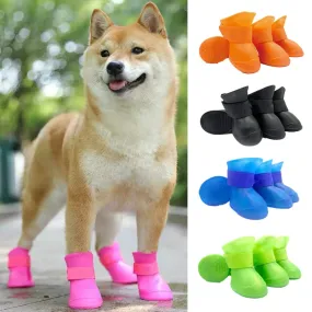 4Pcs Waterproof Anti-Slip Rubber Boots for Dogs & Cats - Pet Rain Shoes for Small, Medium, and Large Pets