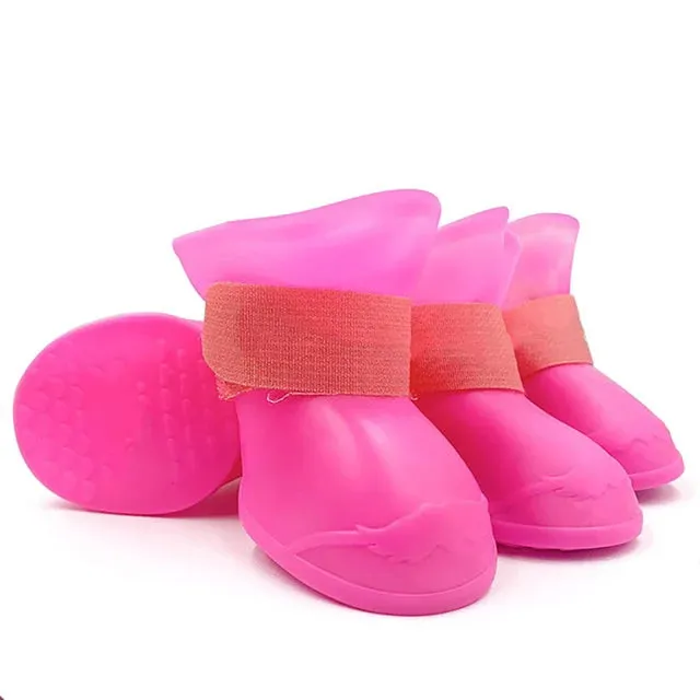 4Pcs Waterproof Anti-Slip Rubber Boots for Dogs & Cats - Pet Rain Shoes for Small, Medium, and Large Pets