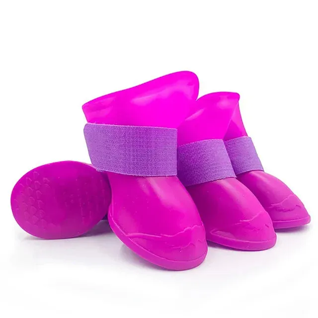 4Pcs Waterproof Anti-Slip Rubber Boots for Dogs & Cats - Pet Rain Shoes for Small, Medium, and Large Pets