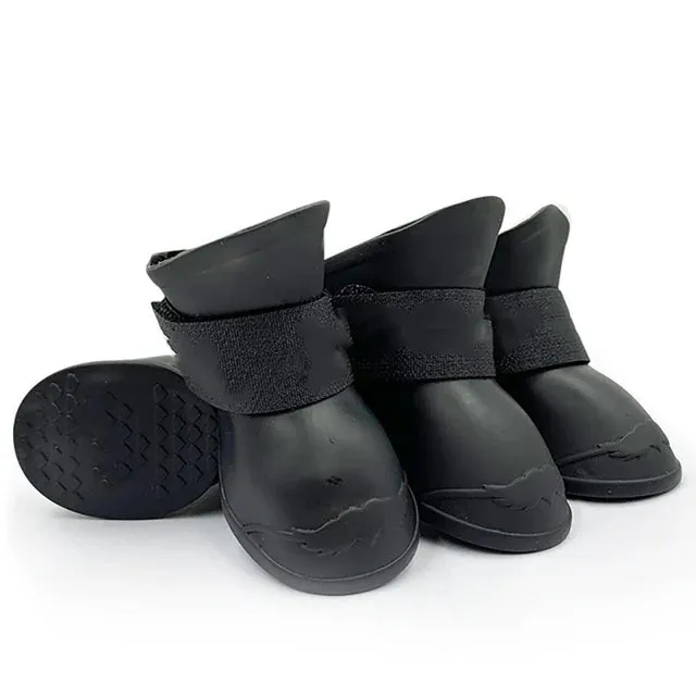 4Pcs Waterproof Anti-Slip Rubber Boots for Dogs & Cats - Pet Rain Shoes for Small, Medium, and Large Pets