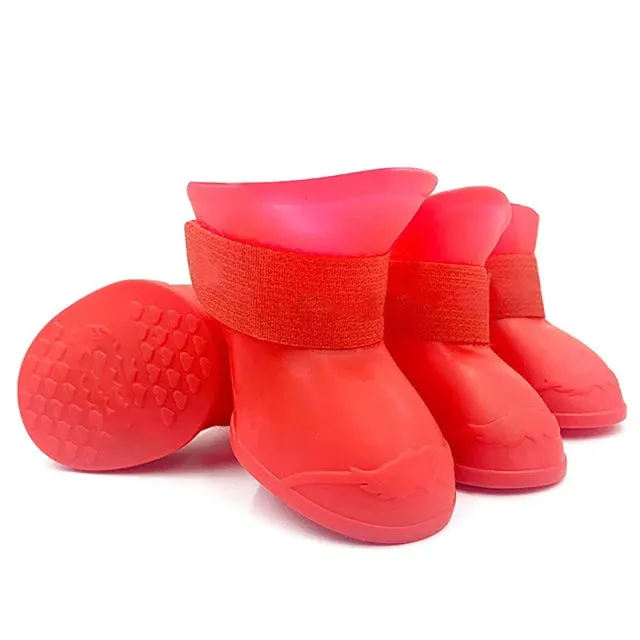 4Pcs Waterproof Anti-Slip Rubber Boots for Dogs & Cats - Pet Rain Shoes for Small, Medium, and Large Pets