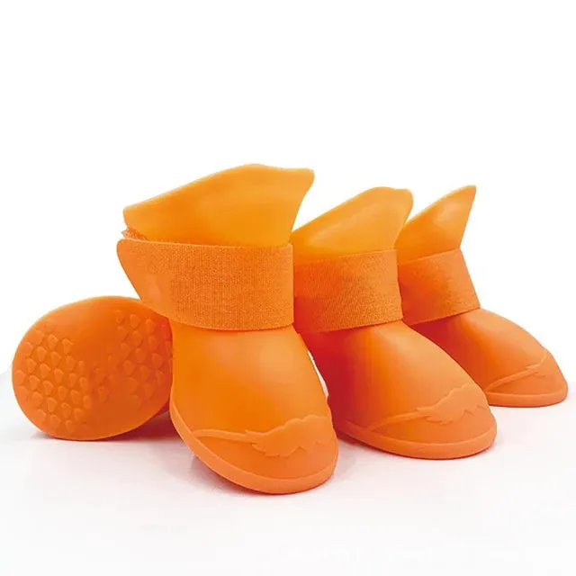 4Pcs Waterproof Anti-Slip Rubber Boots for Dogs & Cats - Pet Rain Shoes for Small, Medium, and Large Pets