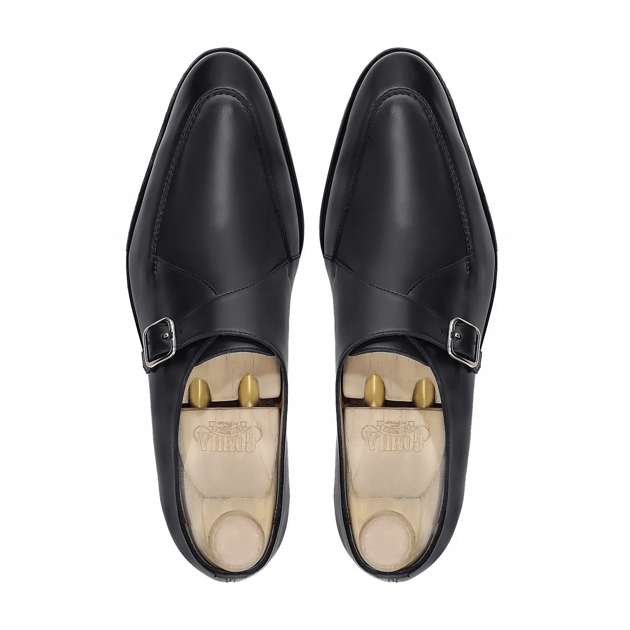 Curly - Men's Black Calf Leather Single Monkstrap