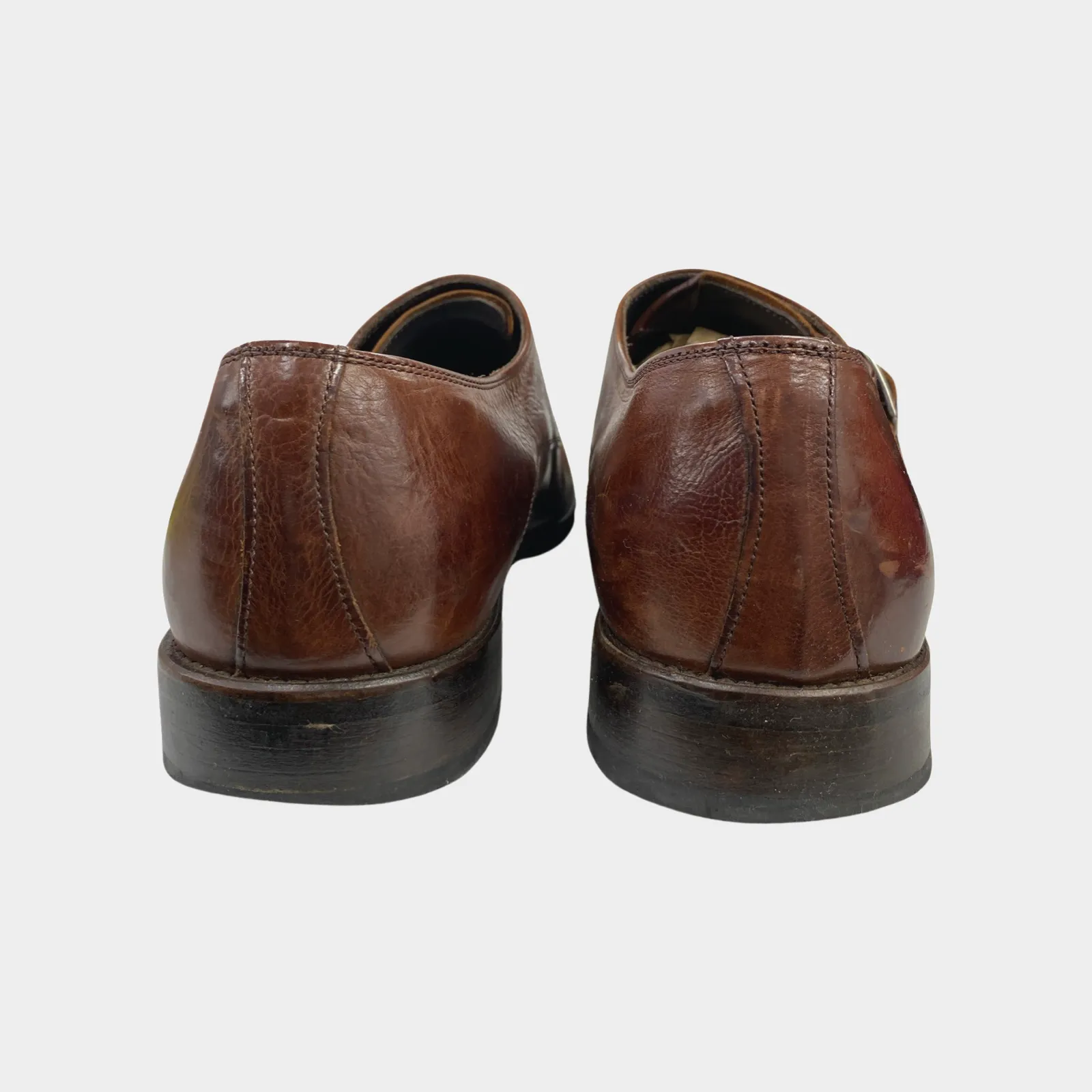 Hawes & Curtis men's brown buckled leather loafers