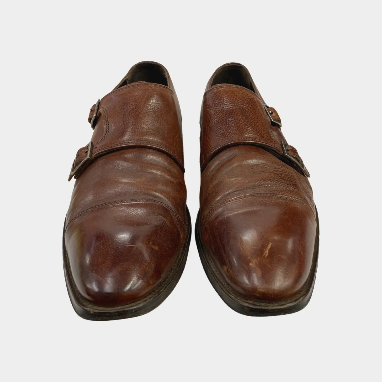 Hawes & Curtis men's brown buckled leather loafers