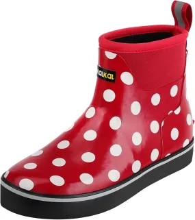 Kalkal Womens Rain Boots Ankle Waterproof Deck Boots, Anti-Slip Girl Boots for Fishing Daily Working Farming