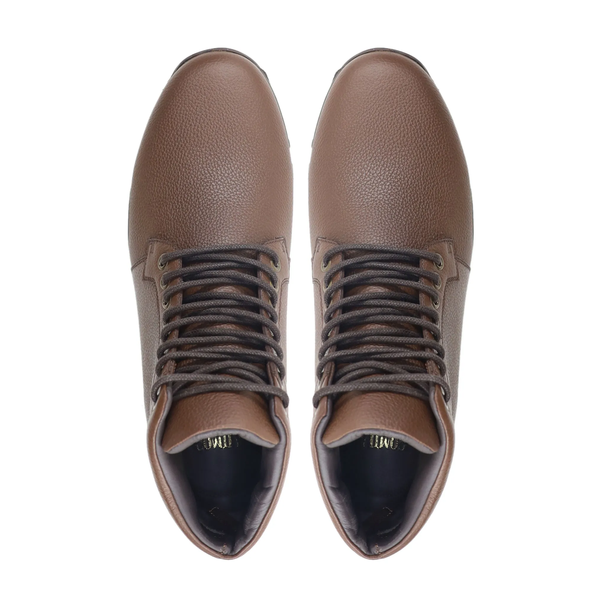Kenta - Men's Brown Pebble Grain Leather Jogger