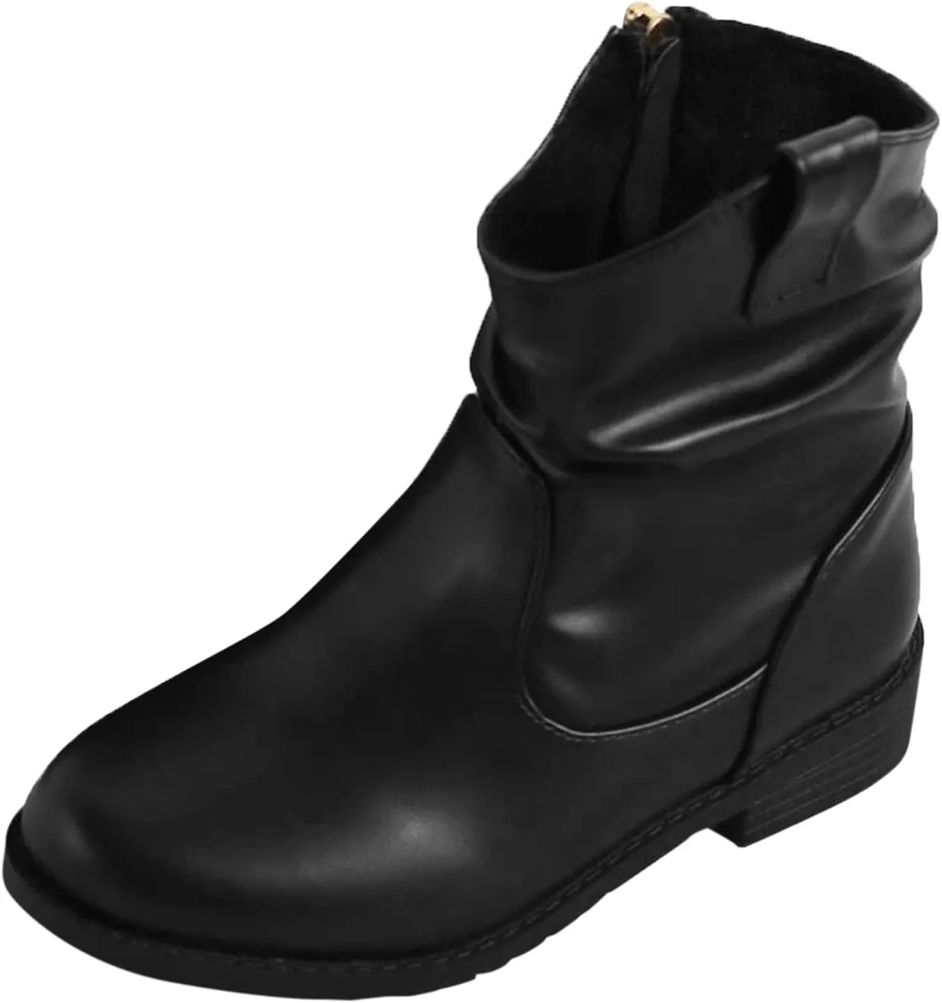 Kids Rainproof Boots Western Boots Kids Ankle Boots Girls Low Heel Riding Booties with Zipper