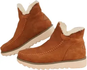 Ladmiple Boots for Women Ankle Booties with Fur High-top Winter Snow Boots Slip on Warm Comfortable Outdoor Walking Shoes