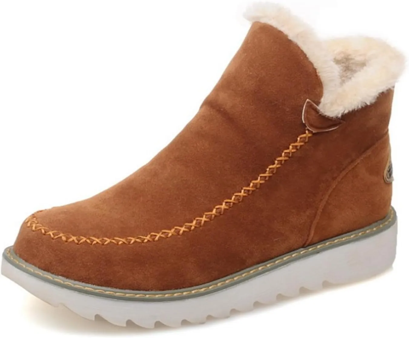 Ladmiple Boots for Women Ankle Booties with Fur High-top Winter Snow Boots Slip on Warm Comfortable Outdoor Walking Shoes