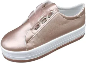 Ladmiple Sneakers For Women Slip On Low Cut Casual Walking Shoes Dressy Summer Comfort Fashion Platform Flats Loafers