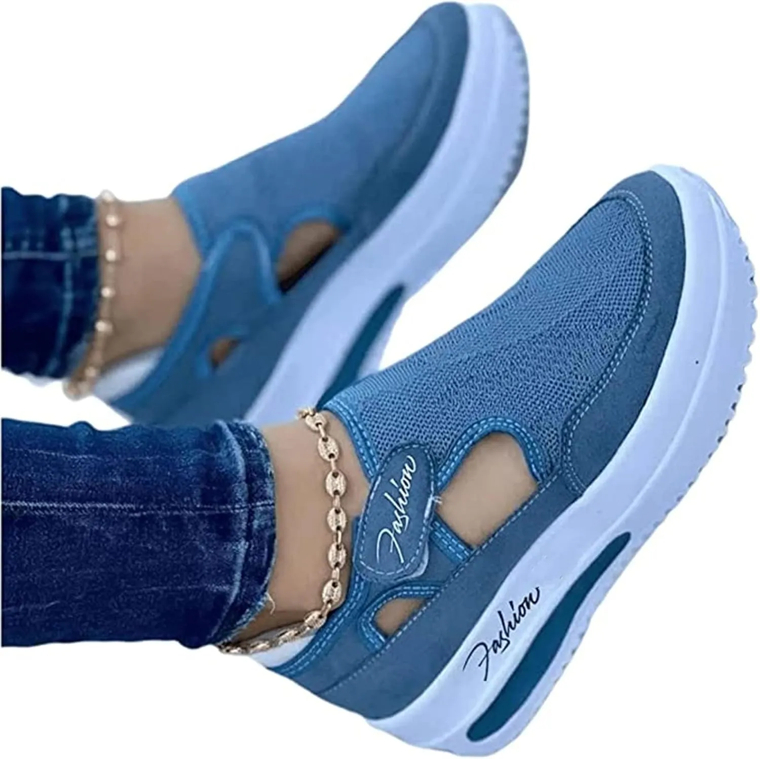 Ladmiple Sneakers For Women Slip On Wide Width Low Top Casual Canvas Walking Shoes Dressy Summer Fashion Flats Loafers