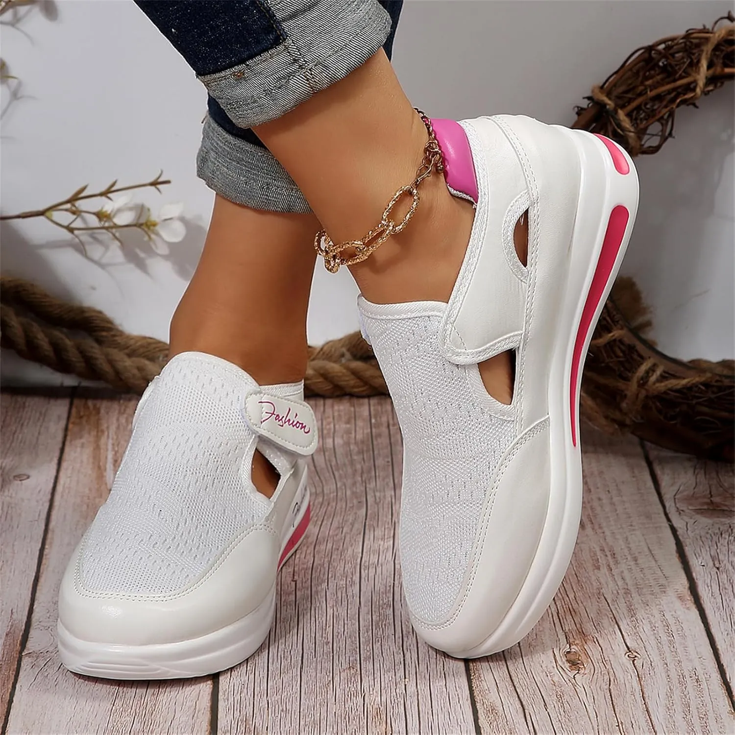 Ladmiple Sneakers For Women Walking Shoes Wide Width Slip on Glitter Shoes Fashion Sparkly Dressy Summer Flats Loafers