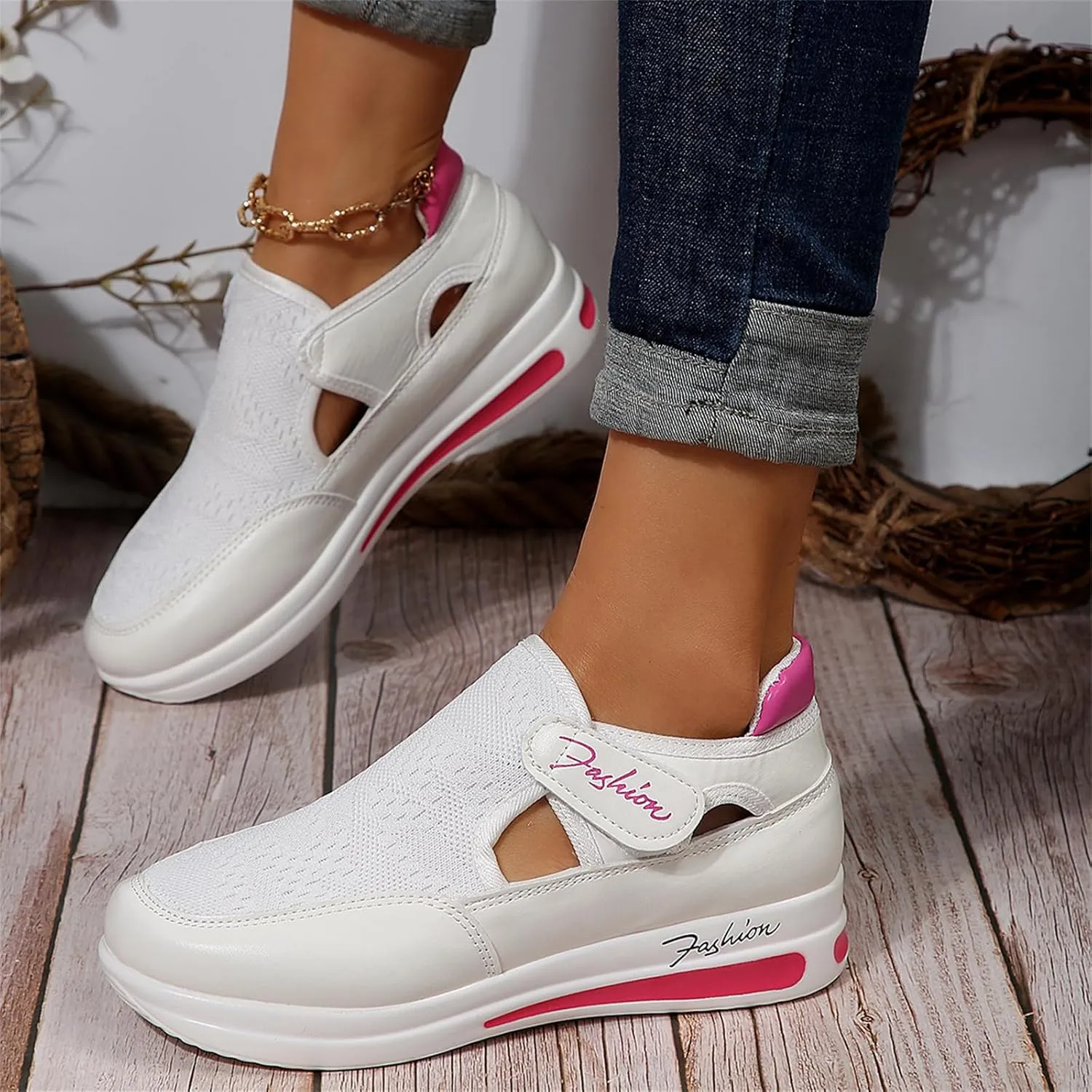 Ladmiple Sneakers For Women Walking Shoes Wide Width Slip on Glitter Shoes Fashion Sparkly Dressy Summer Flats Loafers