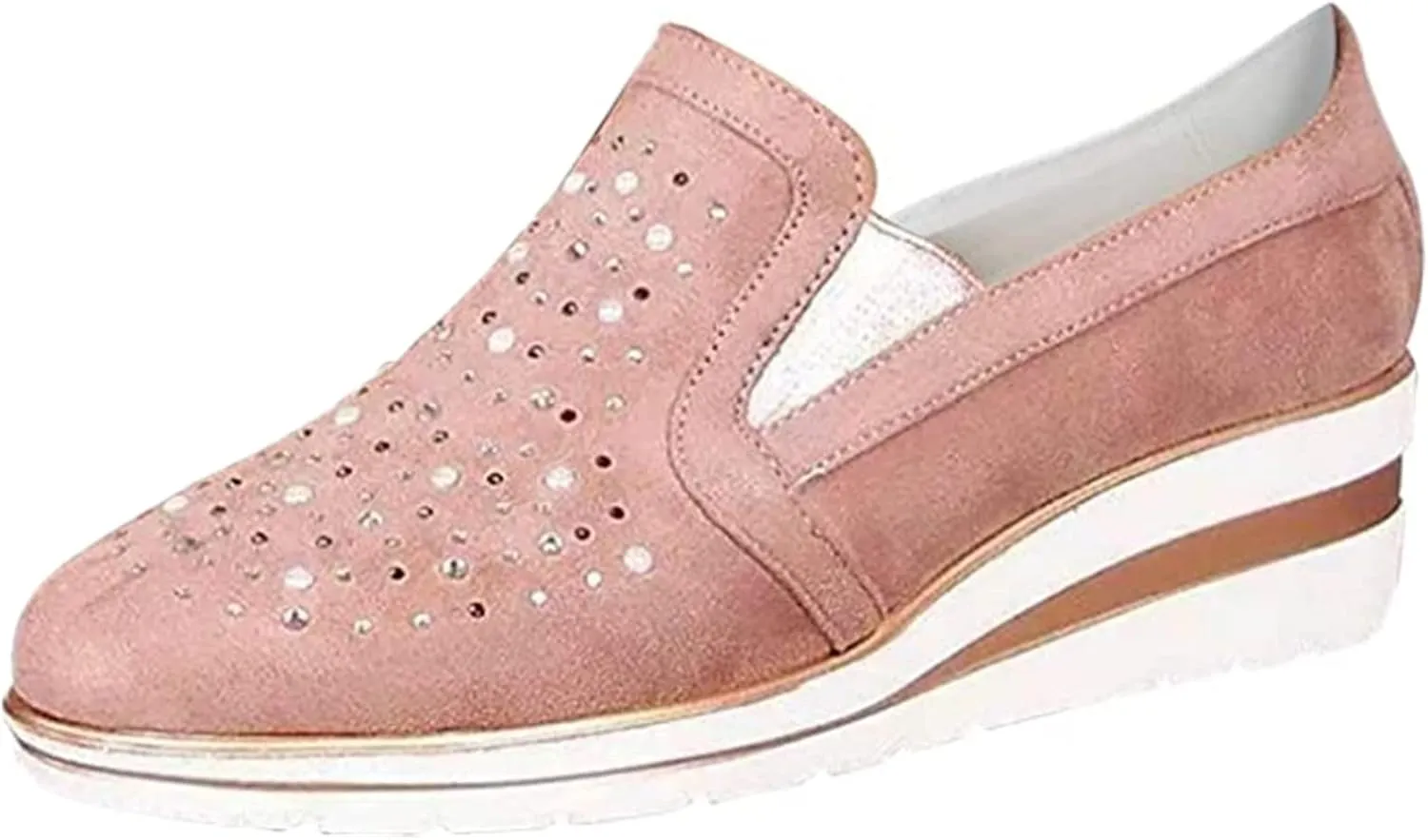 Ladmiple Sneakers For Women Walking Shoes Wide Width Slip On Sparkly Shoes Dressy Casual Summer Glitter Flats Loafers