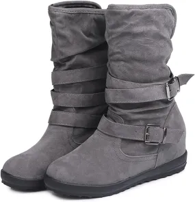 Ladmiple Winter Boots For Women Cute Snow Boots Fashion Casual Warm Outdoor Classic Faux Fur Lined Slip On Ankle Boots