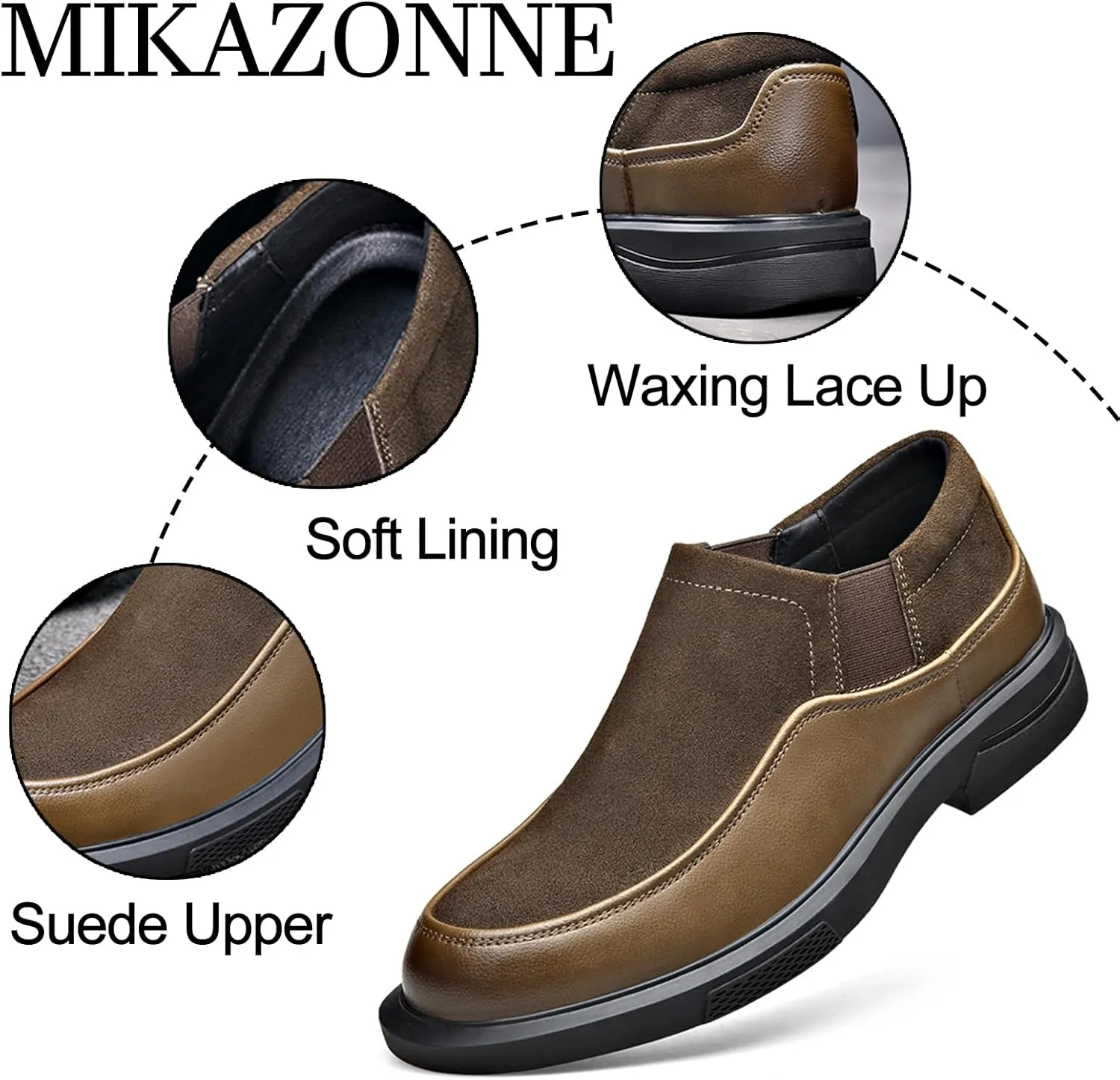 Men's Genuine Leather Splicing Casual Loafers Comfort Round Toe Breathable Slip On Driving Shoes Bussiness Office Dress Loafers