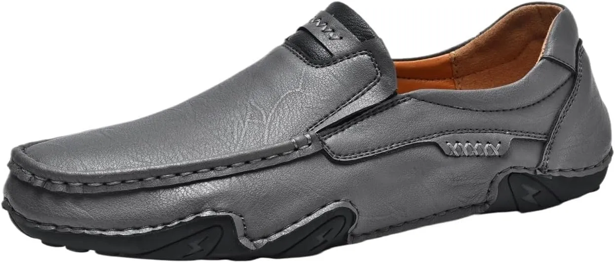 Mens Handmade Leather Slip On Loafers Slip-ins Working Dress Casual Outdoor Lightweight Cushioning