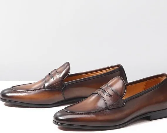 Men's Leather Loafers with Quilted Inserts Diamond Stitching Accents for Luxury Yacht Parties & Marina Social Gatherings