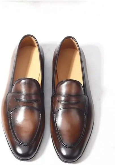 Men's Leather Loafers with Quilted Inserts Diamond Stitching Accents for Luxury Yacht Parties & Marina Social Gatherings