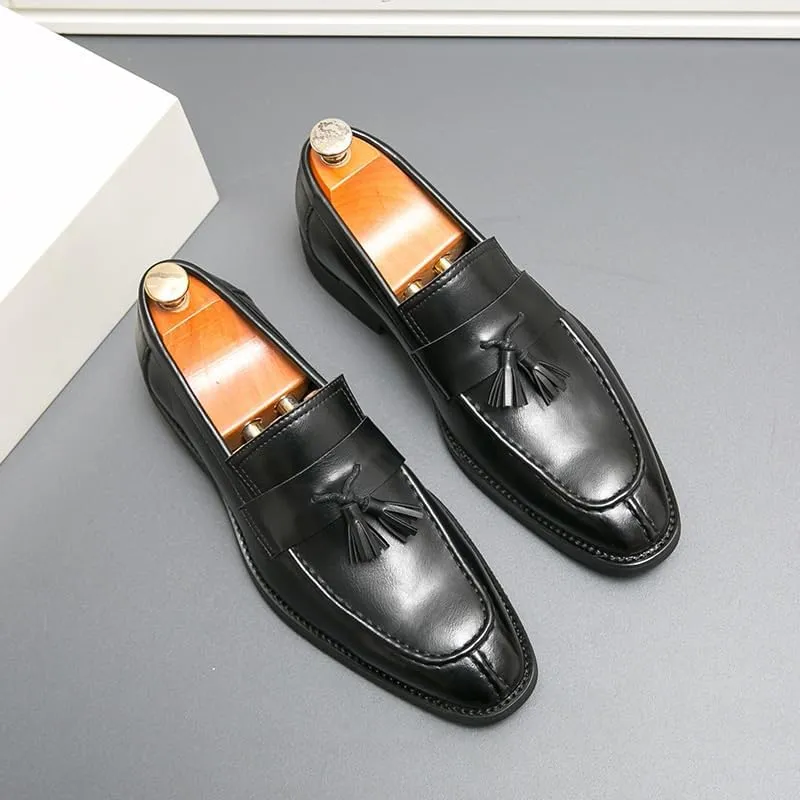 Men's Leather Shoes Men Dress Loafer Shoes Mens Fashion Dress Tuxedo Shoe Slip-on Classic Patent Leather Loafers