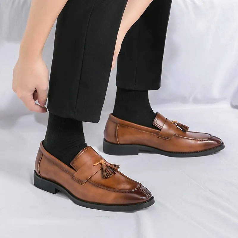 Men's Leather Shoes Men Dress Loafer Shoes Mens Fashion Dress Tuxedo Shoe Slip-on Classic Patent Leather Loafers