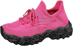 Orthopedic Sneakers for Women Breathable Mesh Nurse Babe Shoes Lightweight Low-Cut Knitted Socks Shoe Summer Non Slip Lace-Up Work Jogging Sneaker with Arch Support Soft Comfy Cushion