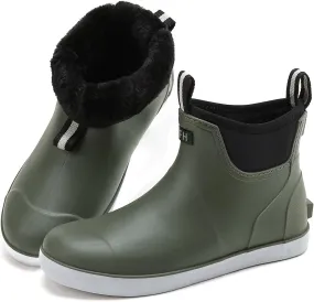 Rain Boots for Men, Waterproof Ankle Mens Deck Boots Anti-Slip Comfort Rubber Boots Chelsea Garden Shoes for Yard Fishing Outdoor Work