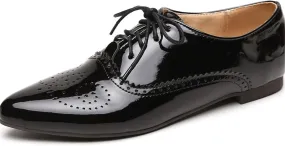 Women's Concise Brogue Lace up Shoes Closed Pointed Toe Party Comfortable Business Formal Occasion Oxfords Club Dance Chunky Dating Wedding Low Block Cosplay Vintage Heels