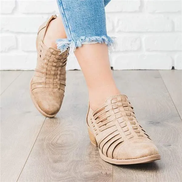 Women'S Fashion Retro Chunky Heel Shoes 77465560C