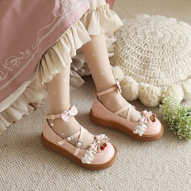 Women's Mary Janes Flats Shoes with Bowtie