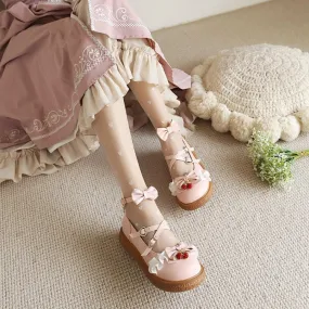 Women's Mary Janes Flats Shoes with Bowtie