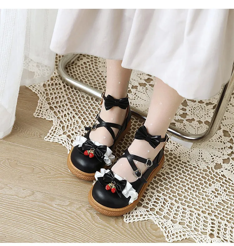 Women's Mary Janes Flats Shoes with Bowtie