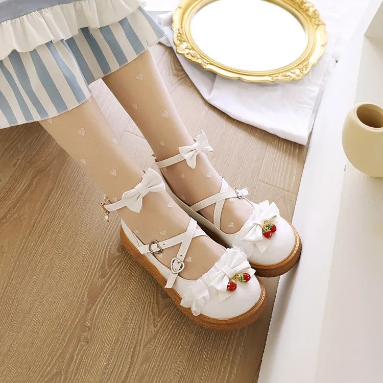 Women's Mary Janes Flats Shoes with Bowtie