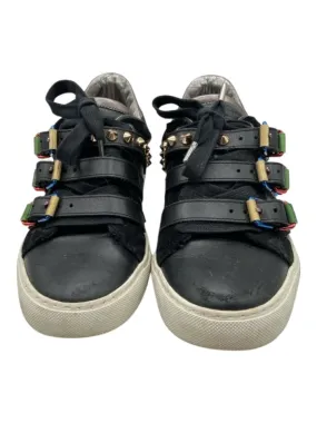 Zadig & Voltaire Shoe Size 39 Black, Cream, Multi Leather Studs Buckles Sneakers
