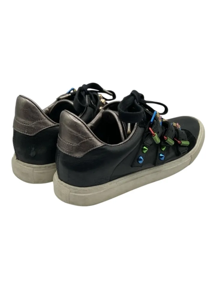 Zadig & Voltaire Shoe Size 39 Black, Cream, Multi Leather Studs Buckles Sneakers