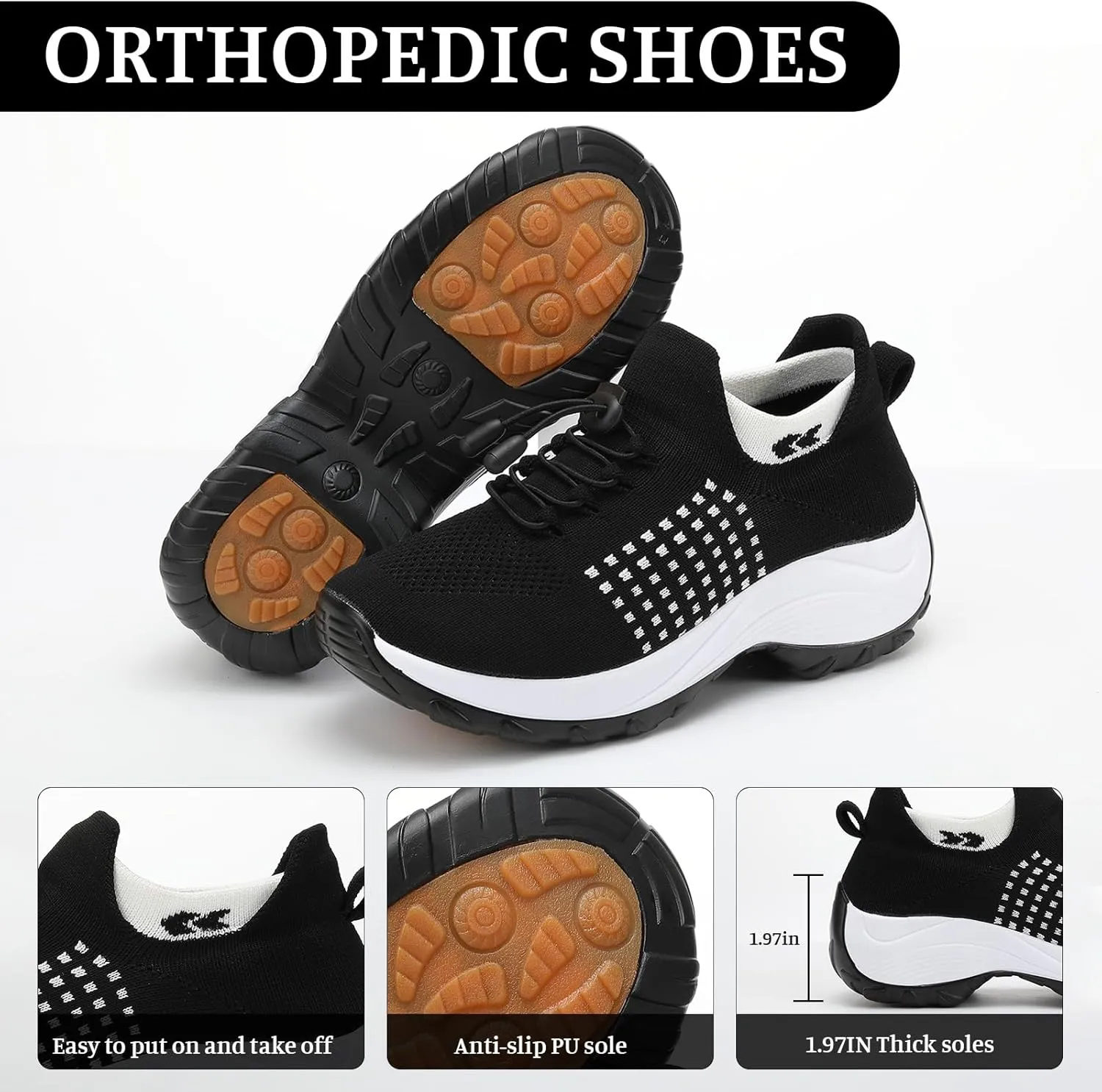 ZWRXW Orthowear Shoes for Women Men with Arch Support,Breathable Fashion Orthopedic Sneakers,Outdoor Casual Lightweight Comfort Wear Shoes for Hiking Walking